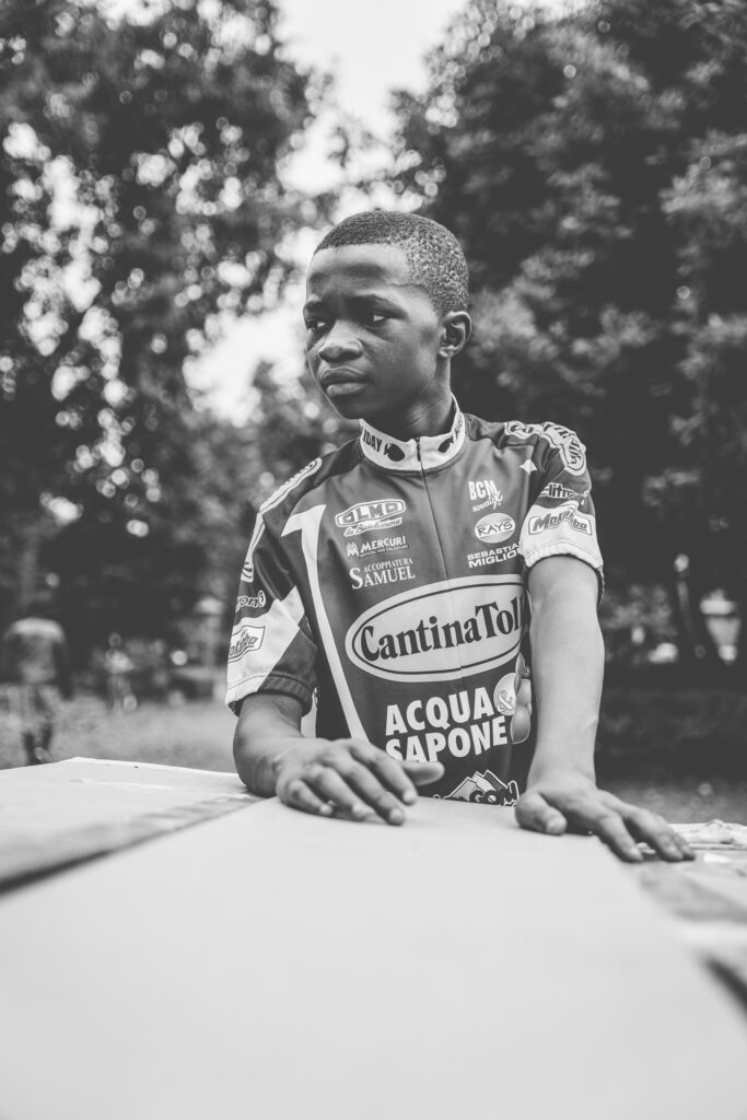 Young boy wearing a bike jersey in ARCC